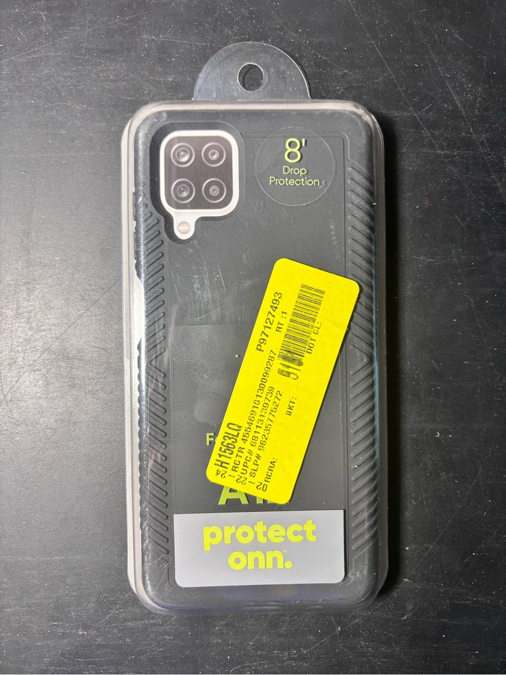 Protect Onn. Black Rugged Phone Case for Galaxy A12 with 8' Drop Protection